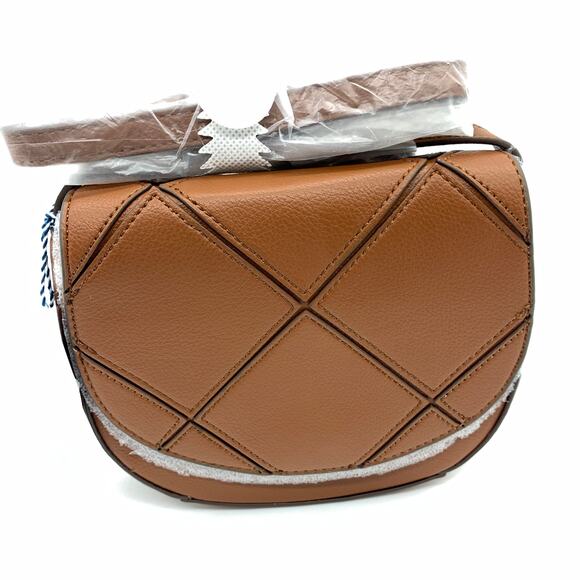 Draper James Crossbody Mia Saddle Bag Crossbody Panelled Tan Purse - Picture 1 of 11